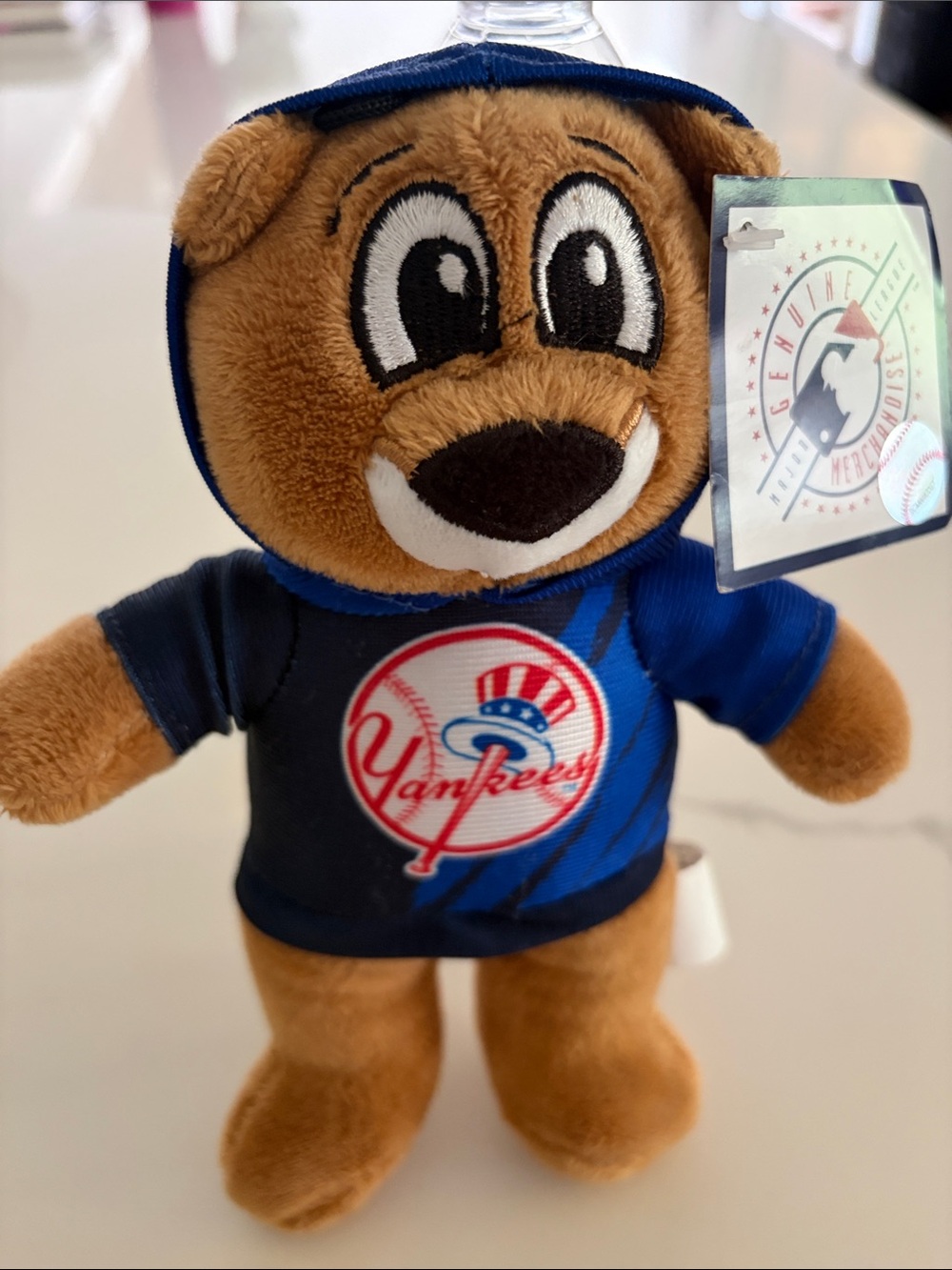 Genuine Merchandise Brown Plush Bear in Blue Yankees Hoodie